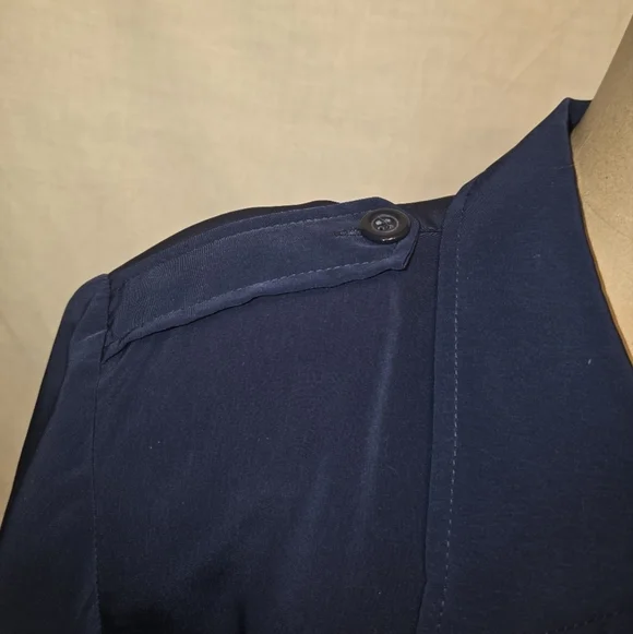 Navy Blue Belted Shirt Dress - Picture 7 of 12